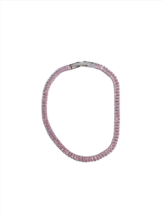 Pink Tennis Silver Bracelet