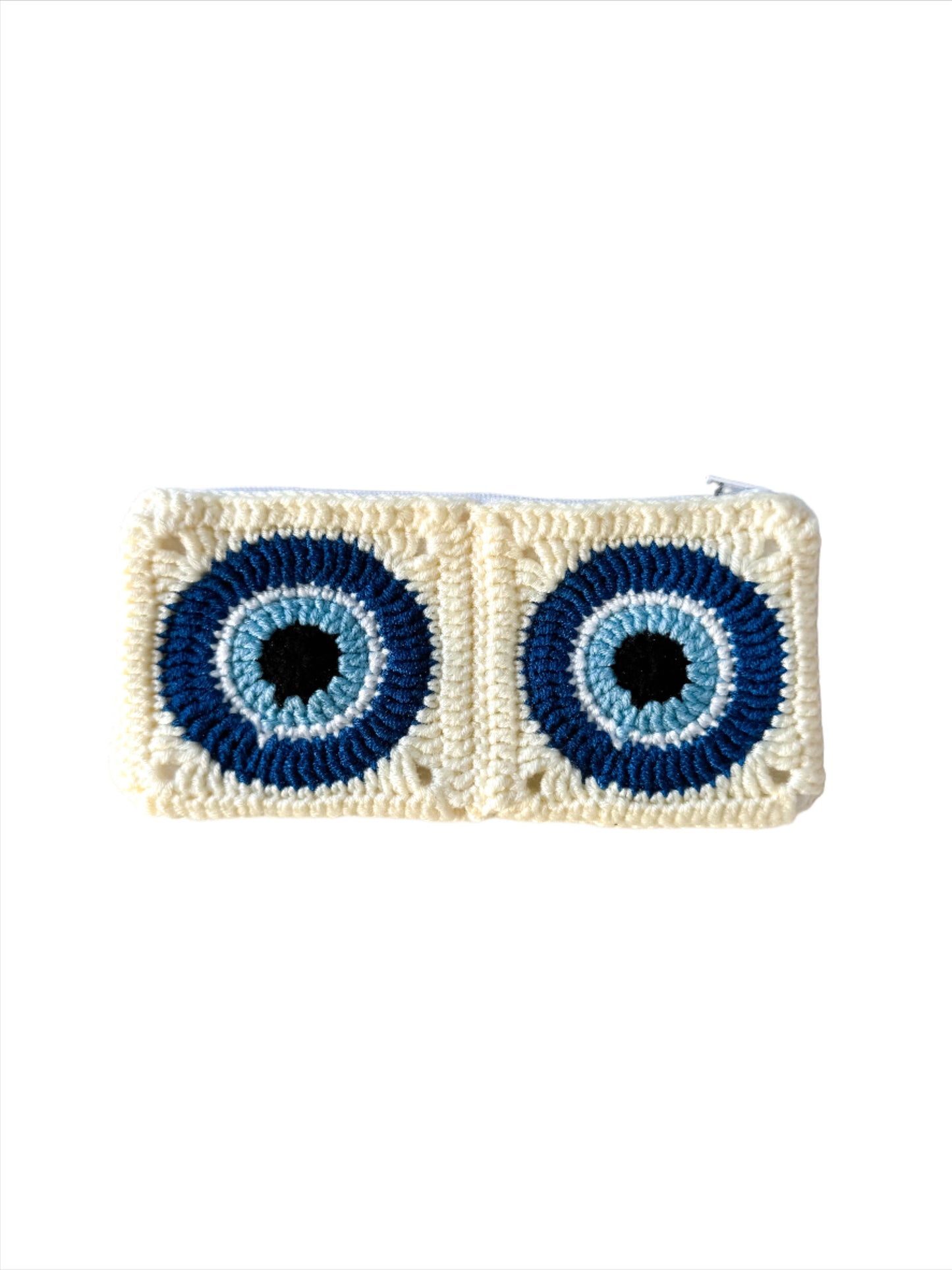 Cream Evil Eyes Crochet Pouch