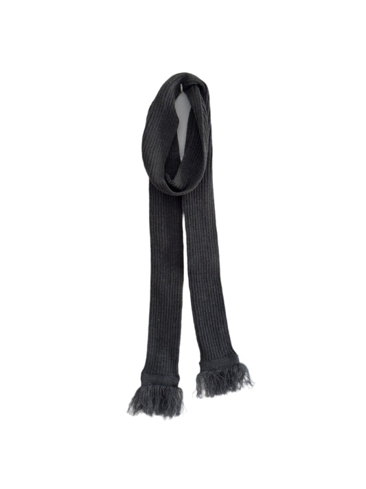 Dark Grey Thin Ribbed Scarf