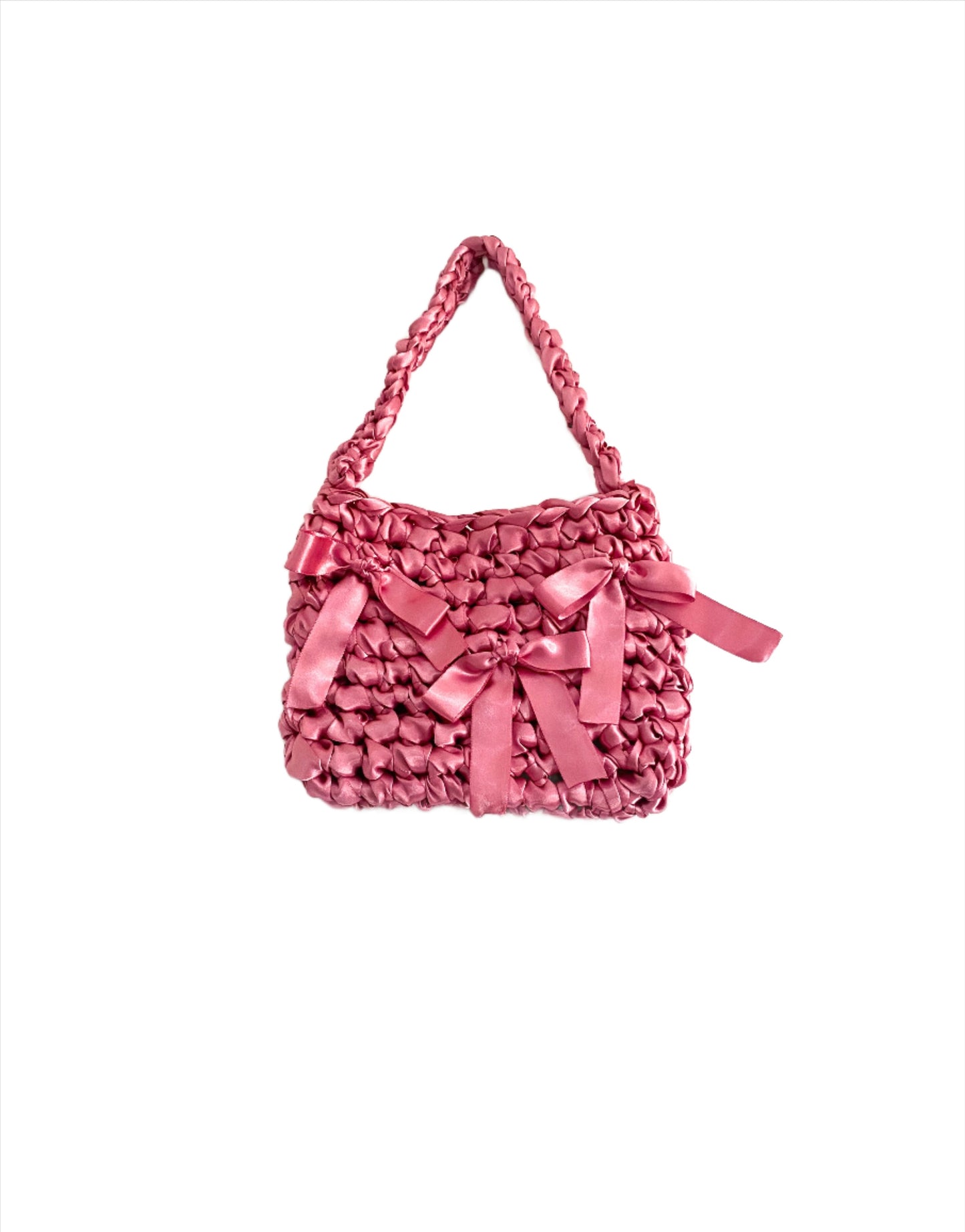 Dark Pink Satin Crochet Bag