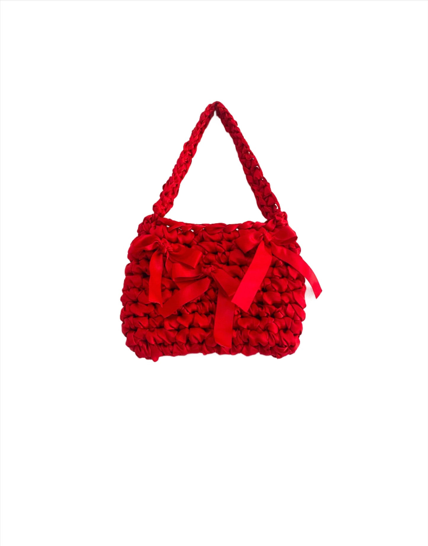 Red Satin Crochet Bag