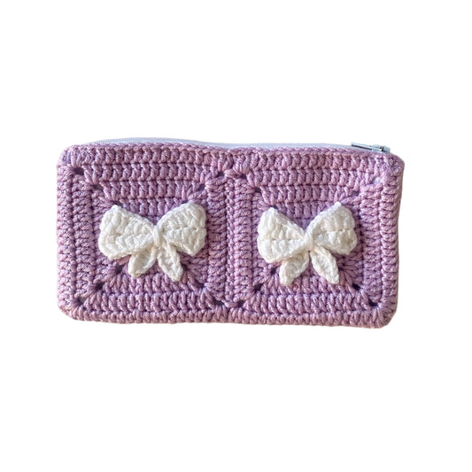 Purple x White Crochet Pouch