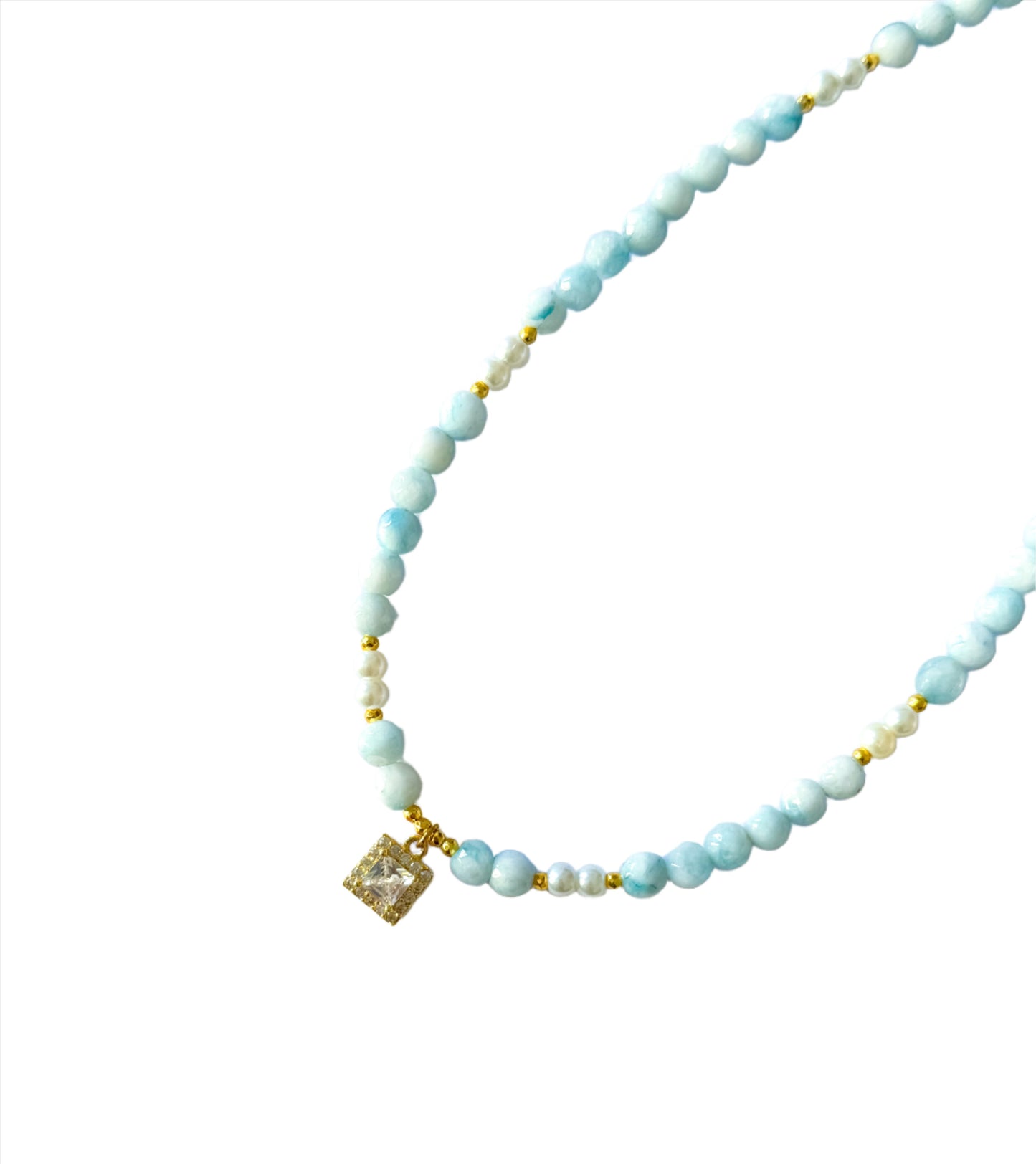 Baby Blue Beaded Diamond Choker