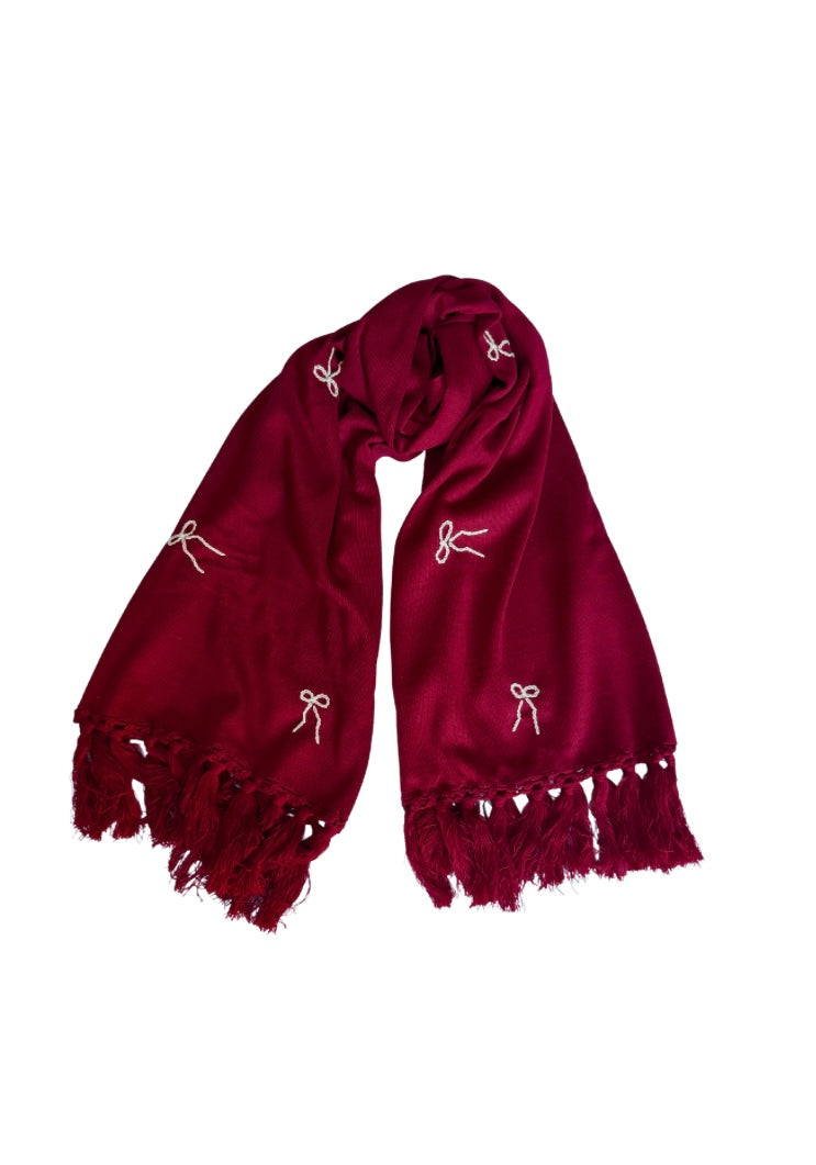 Burgundy Bows Shawl