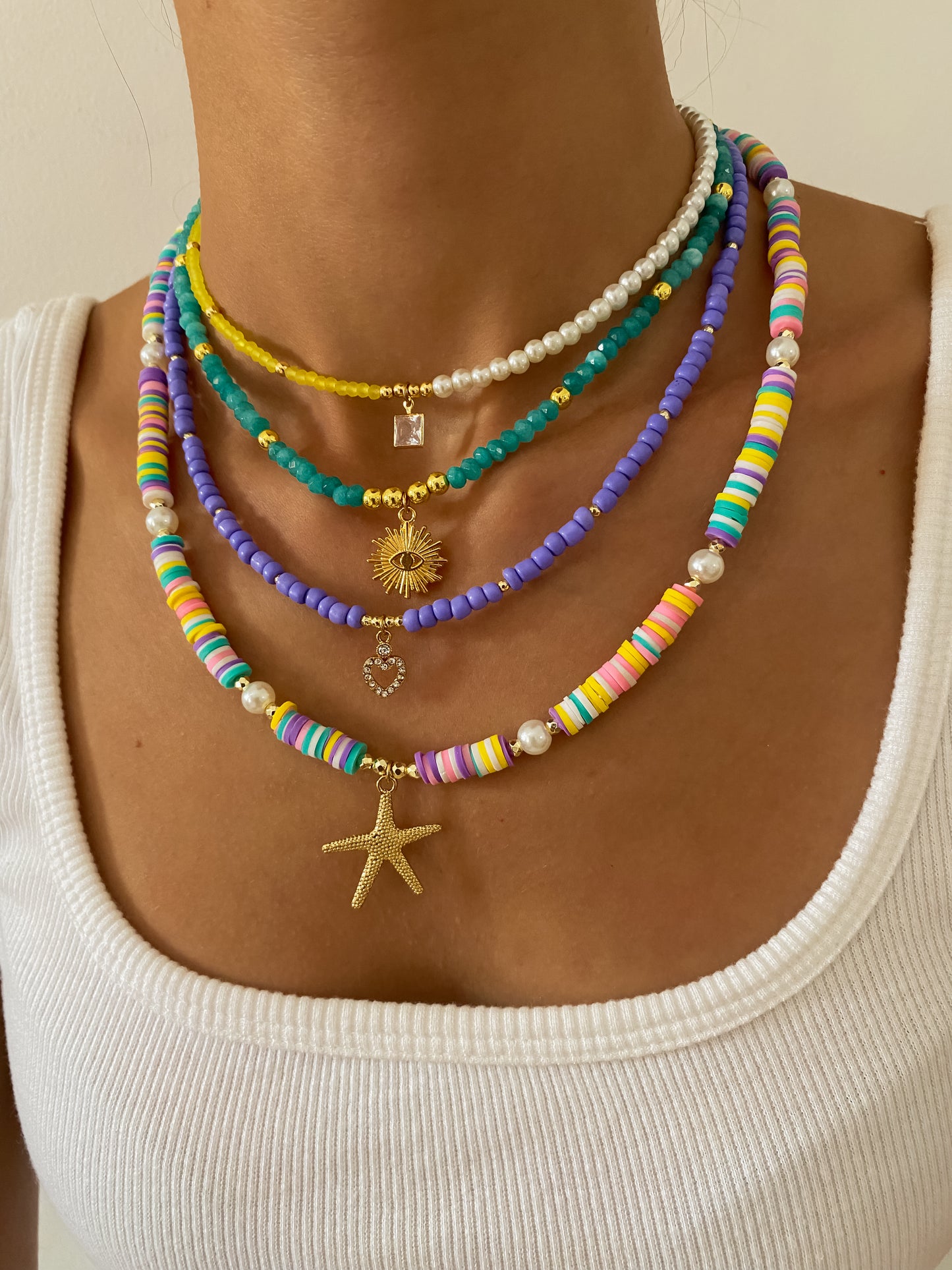 Multicolored Starfish Choker