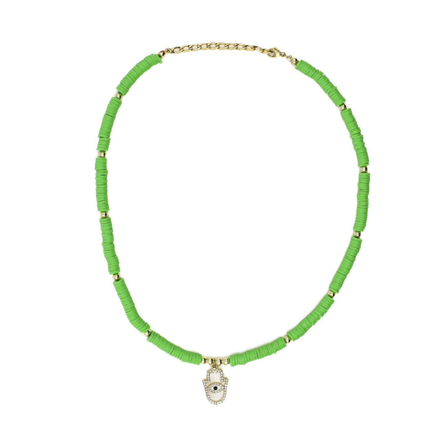 Light Green Beaded Hamsa Choker