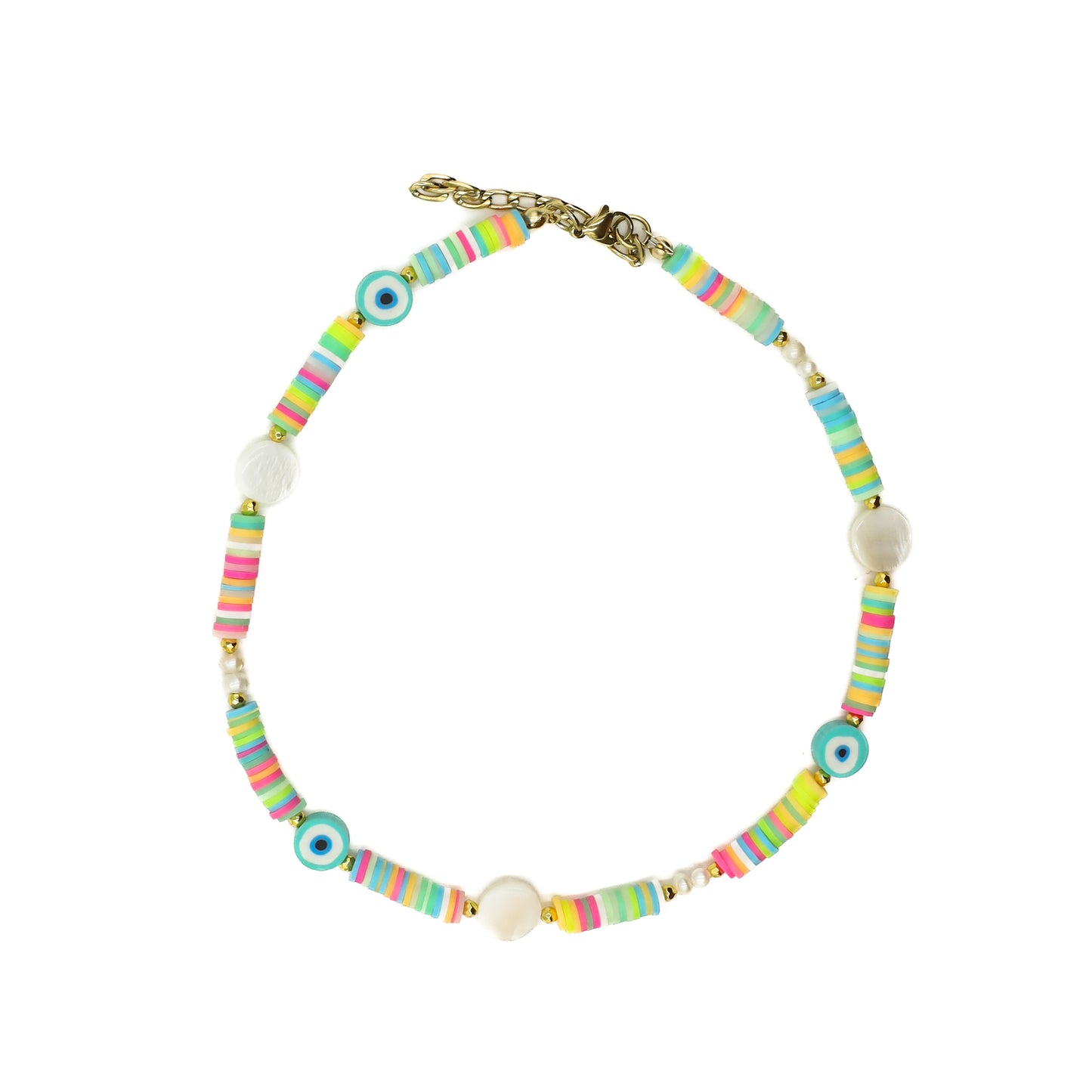 Multicolored Evil Eyes Beaded Choker