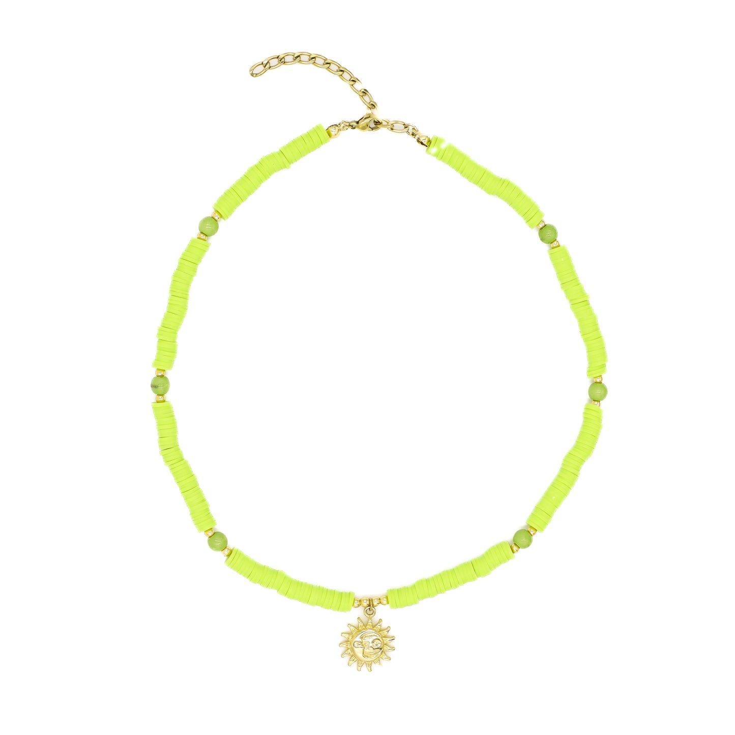 Neon Green Sun Beaded Choker