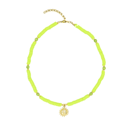 Neon Green Sun Beaded Choker