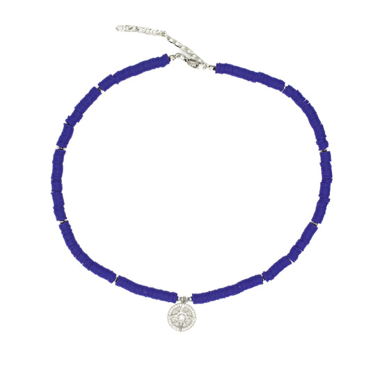 Navy Blue Beaded Compass Choker