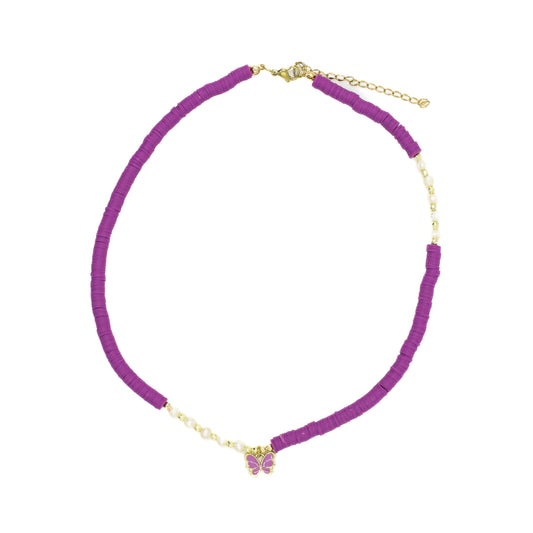 Purple Beaded Butterfly Choker