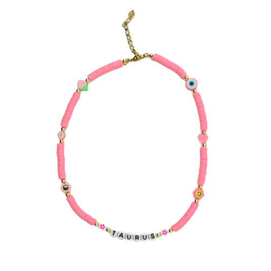 Pink Taurus Beaded Choker