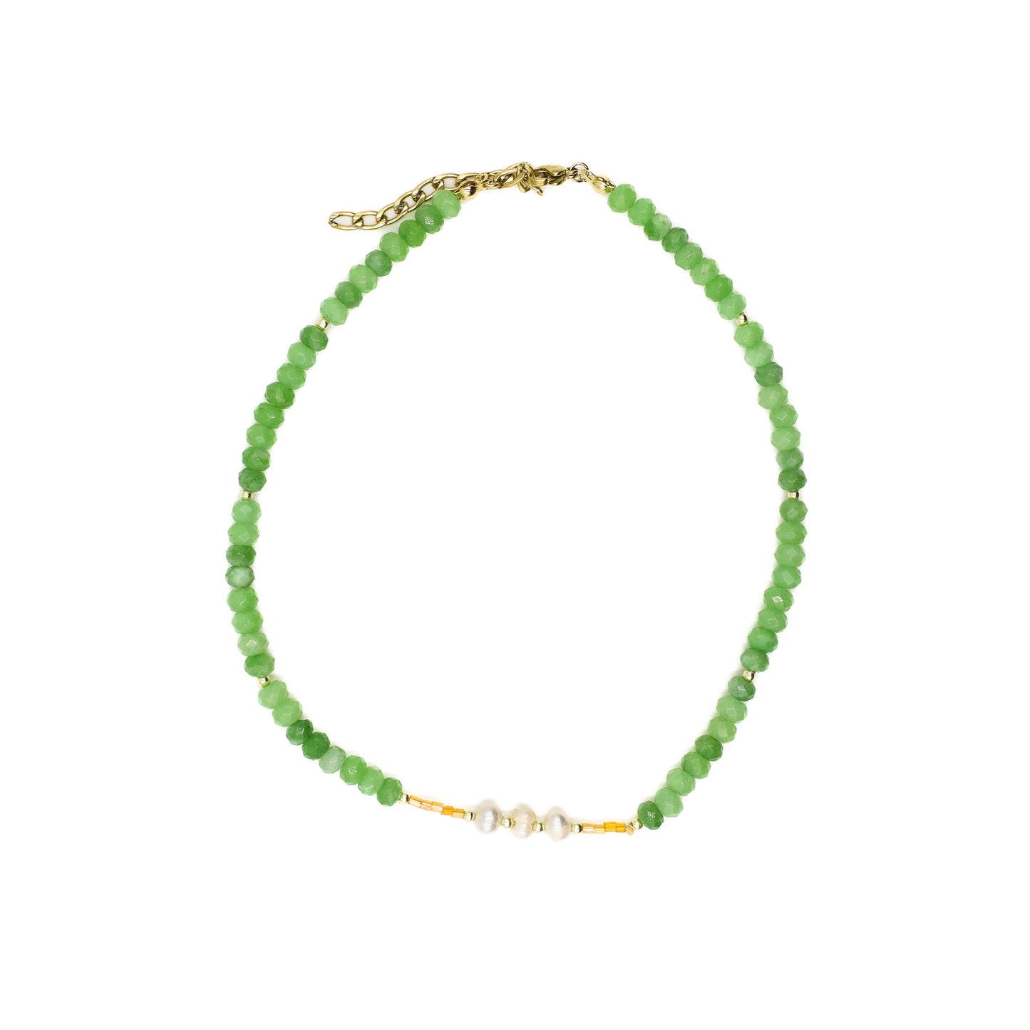 Green and Orange Beaded Choker