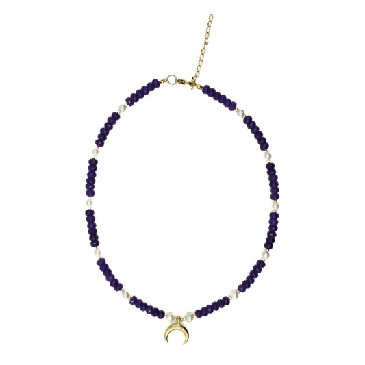 Dark Purple Beaded Horseshoe Choker