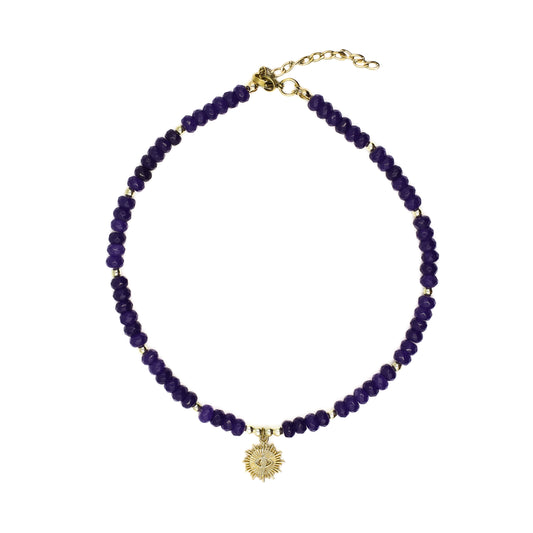 Dark Purple Beaded Sun Choker