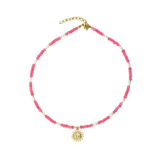 Pink Beaded Sun Choker