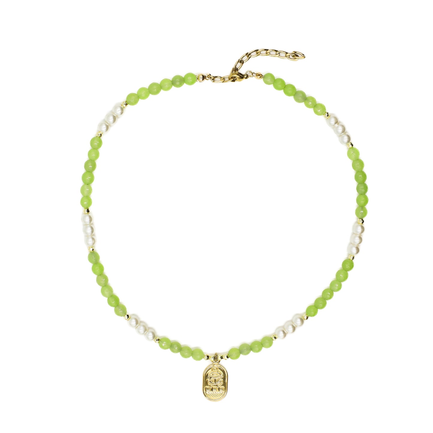 Lime Green Beaded Scarab Choker