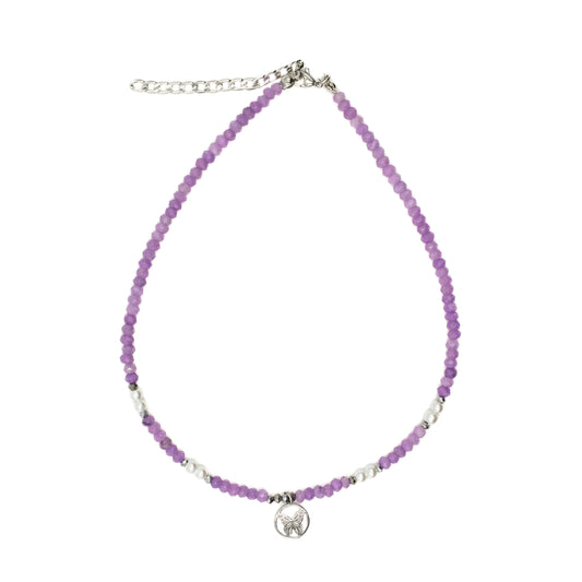 Purple Beaded Butterfly Choker