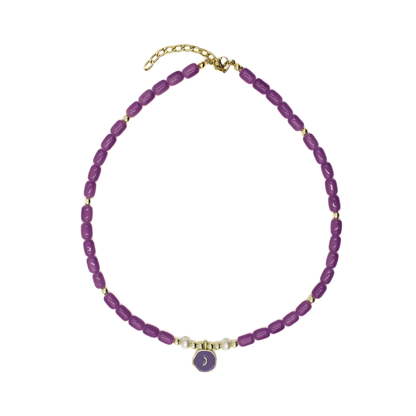 Purple Beaded Moon Choker