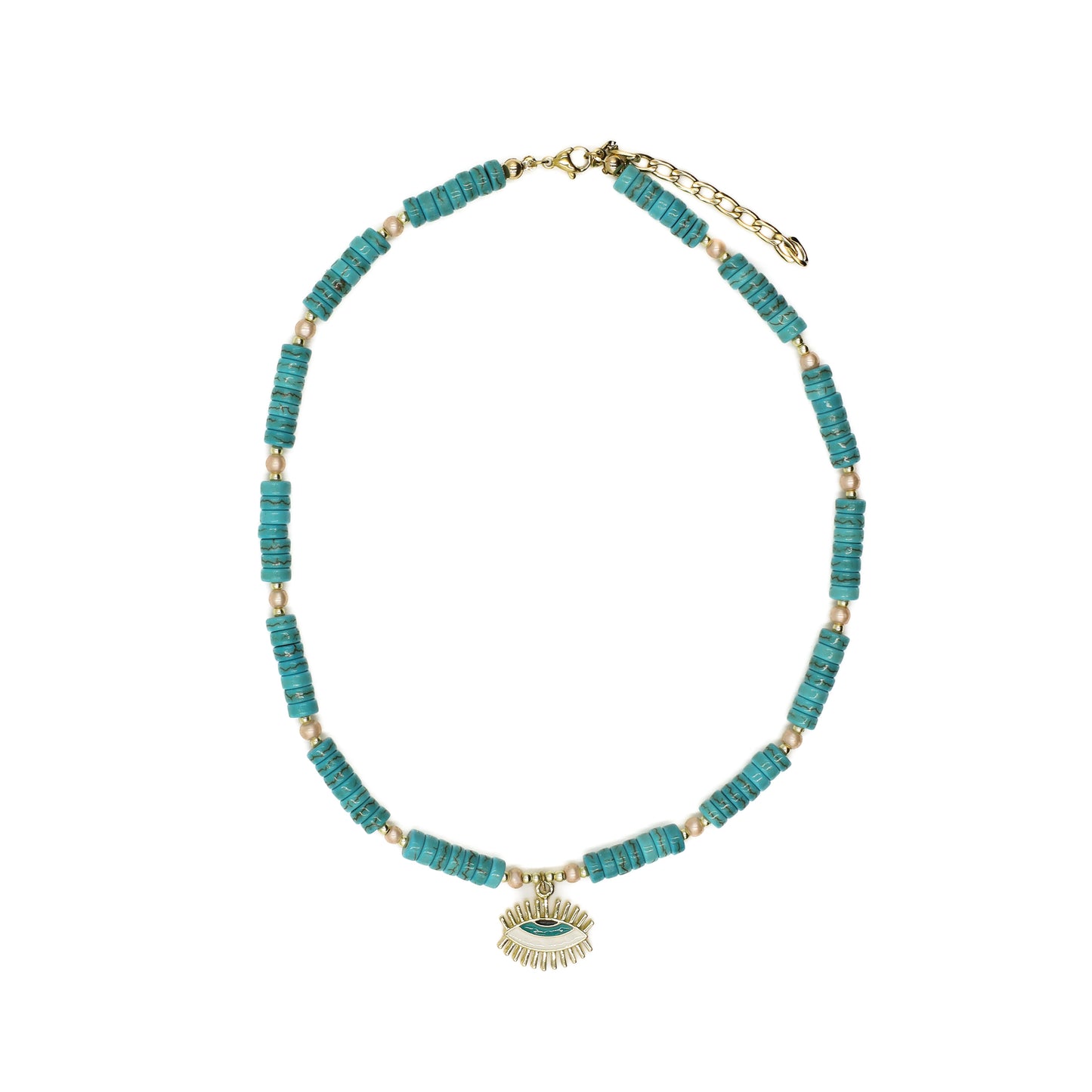 Turquoise Beaded Evil Eye Choker