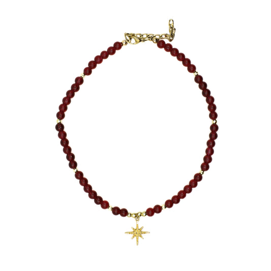 Burgundy Beaded Starburst Choker