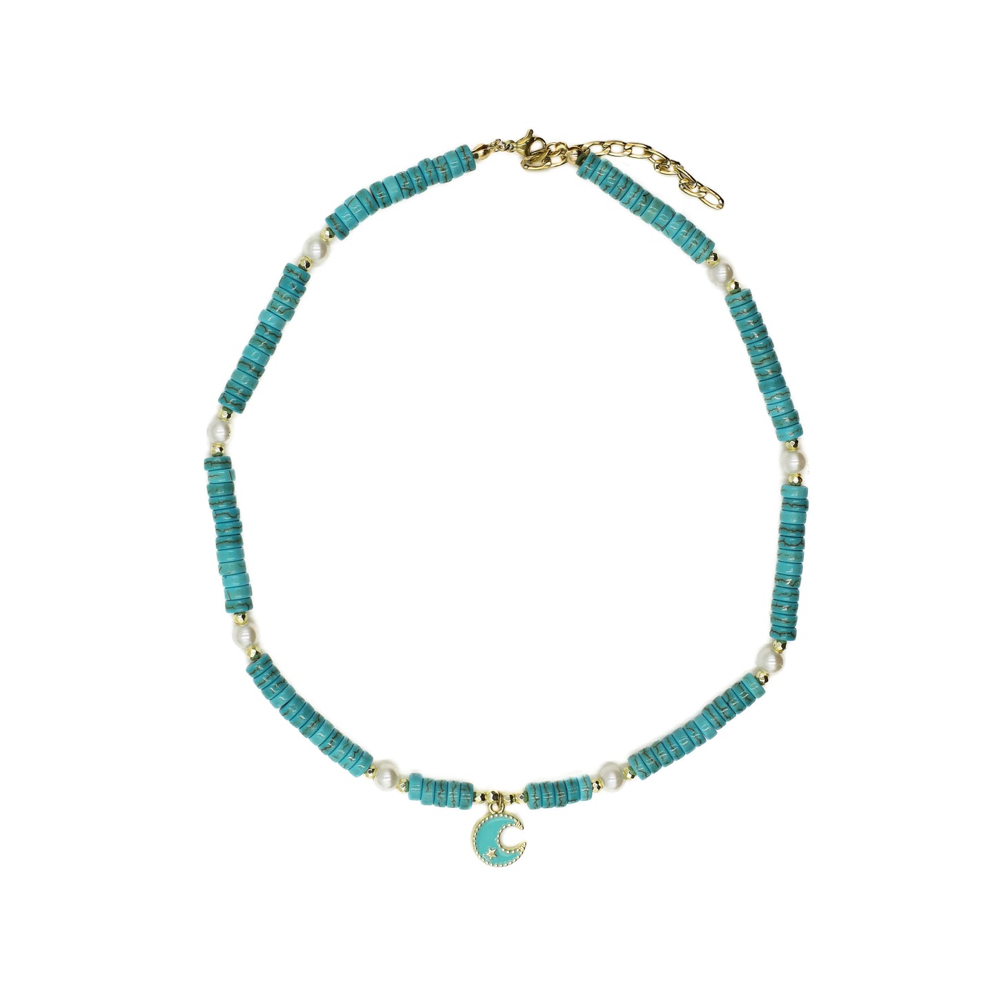 Turquoise Beaded Moon Choker