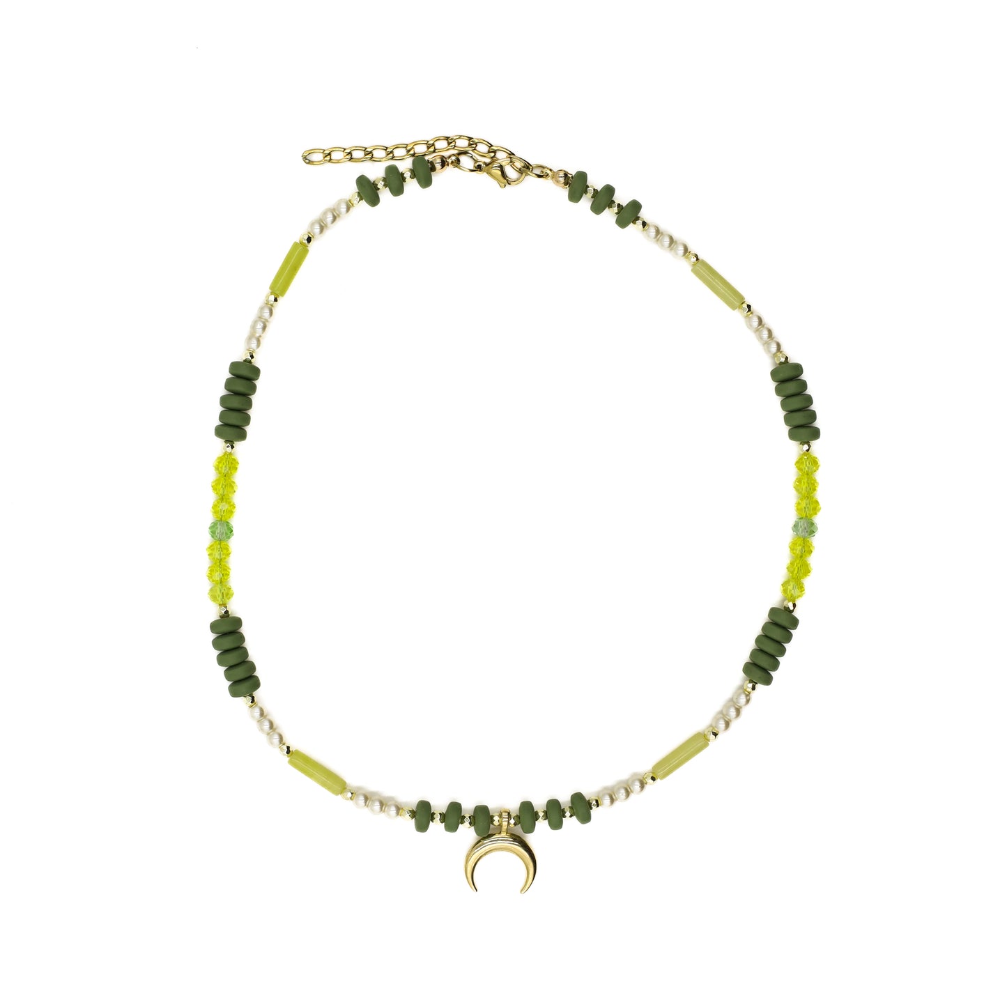 Green and Yellow Beaded Horseshoe Choker