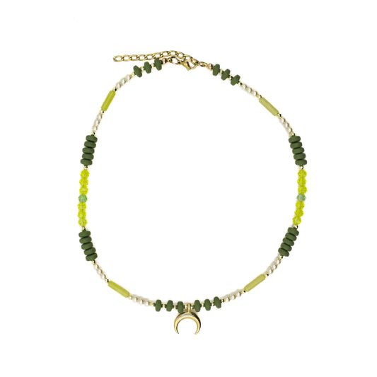 Green and Yellow Beaded Horseshoe Choker