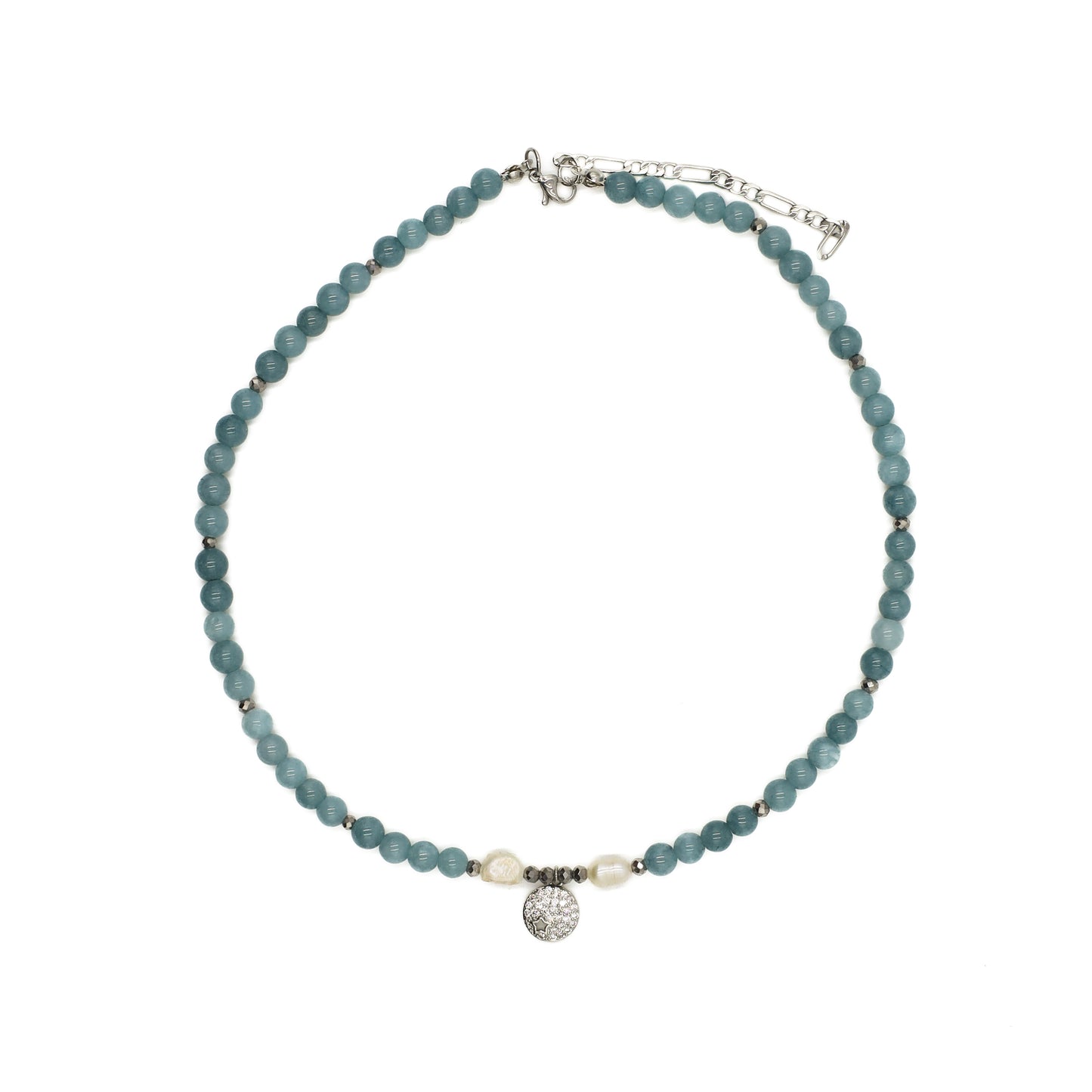 Teal Blue Beaded Star Choker