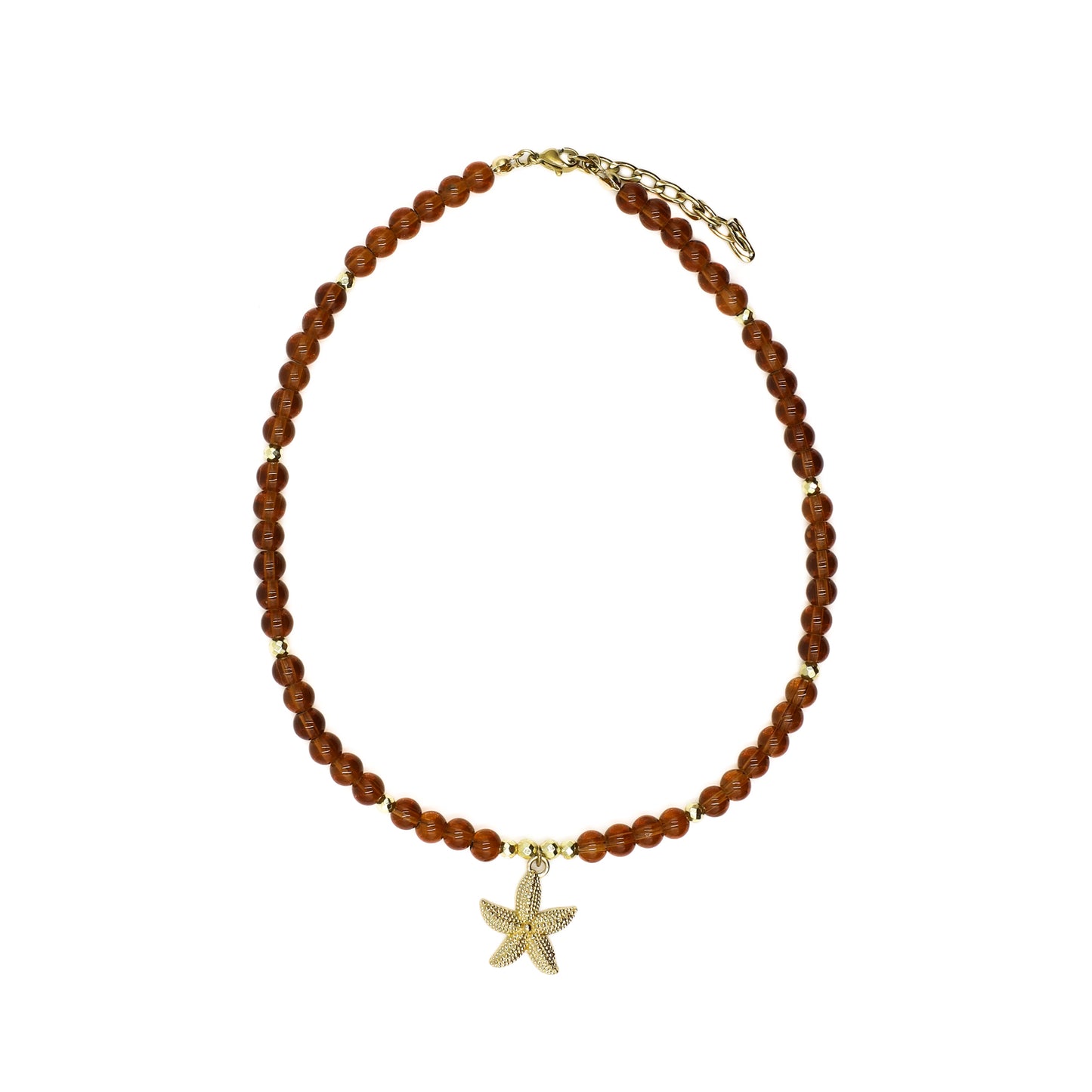 Brown Beaded Starfish Choker