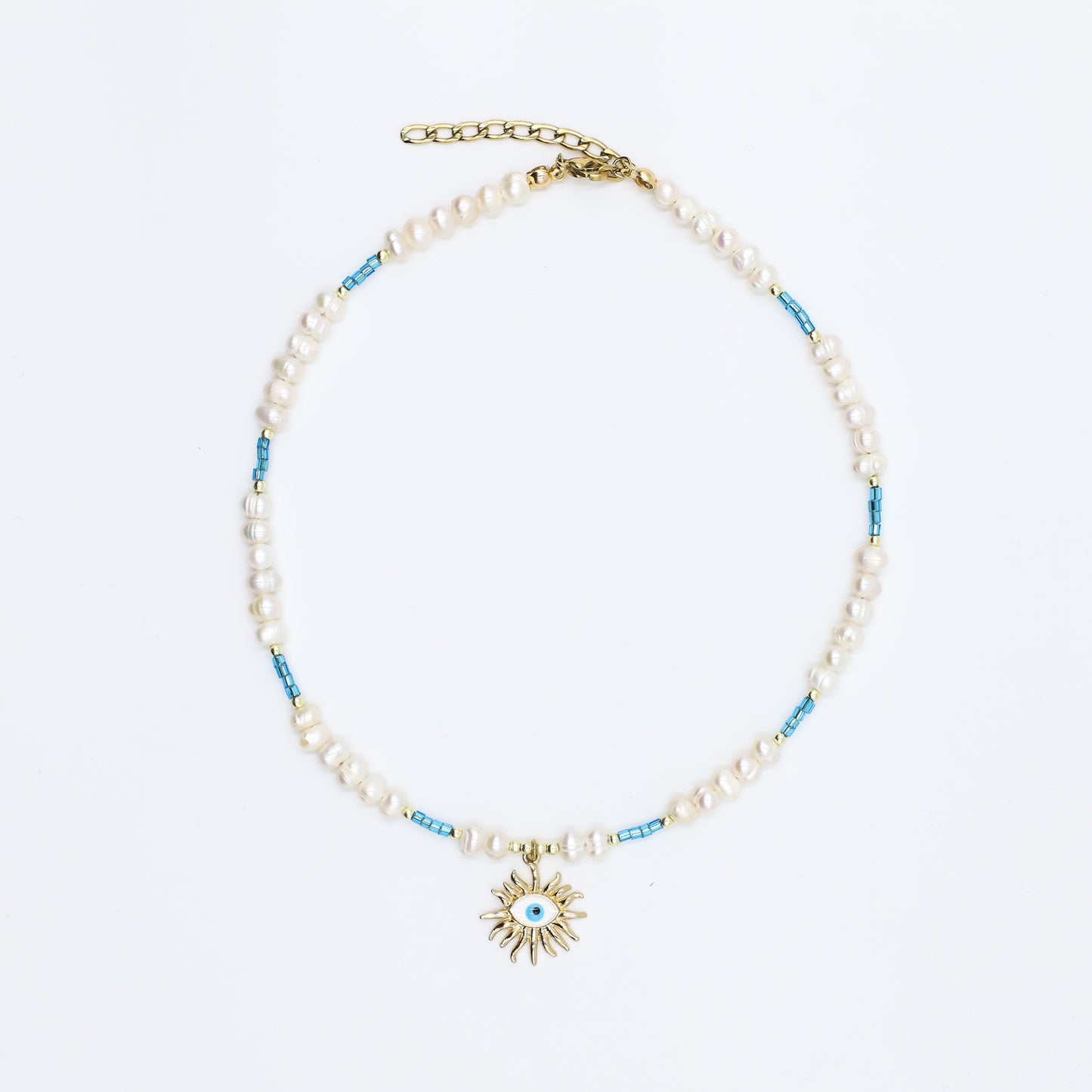 Fresh Water Pearls Beaded Evil Eye Choker