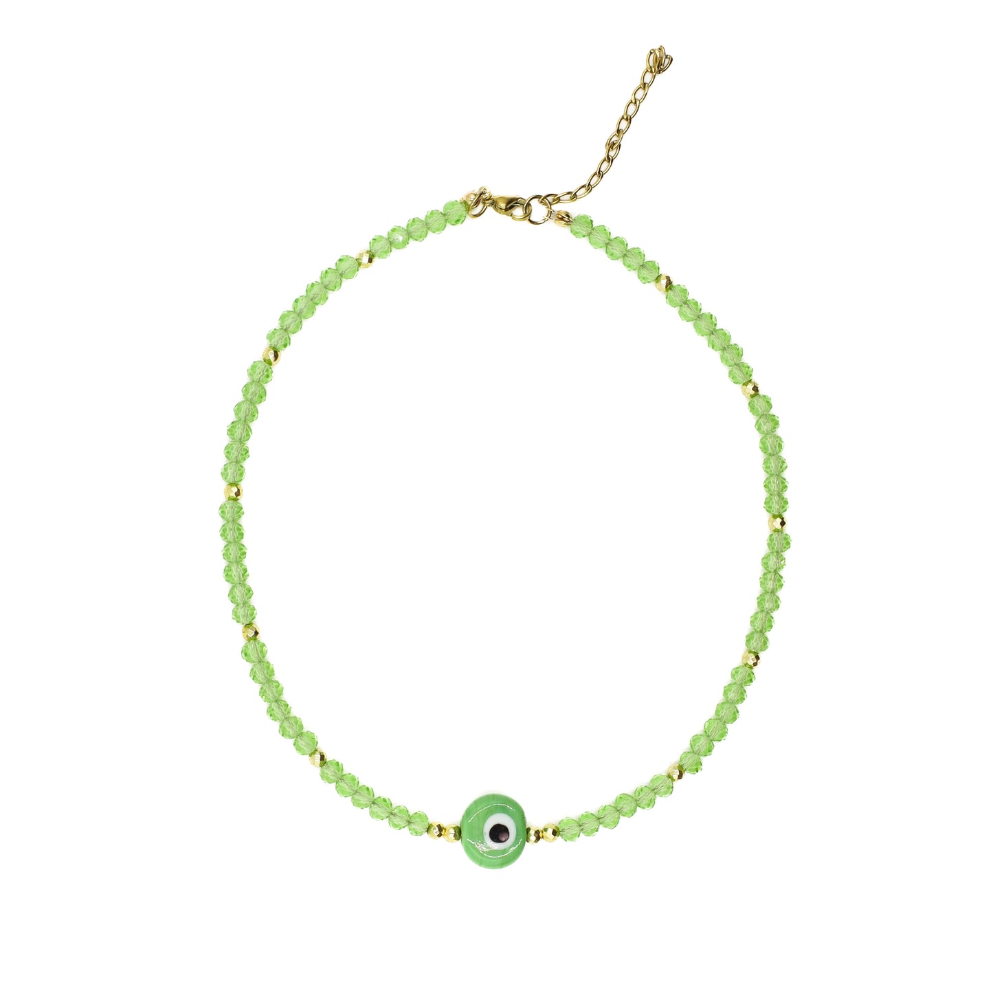 Green Beaded Evil Eye Choker