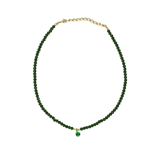 Green Beaded Gem Choker