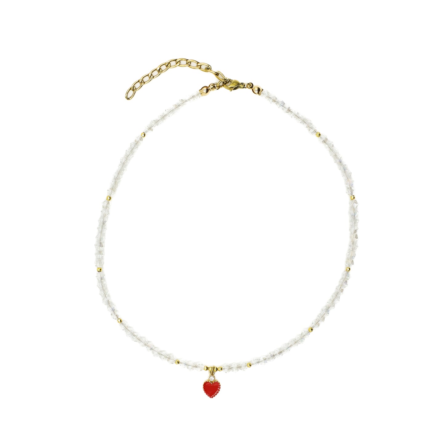 Transparent Beaded Heart Choker