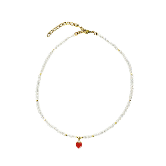 Transparent Beaded Heart Choker