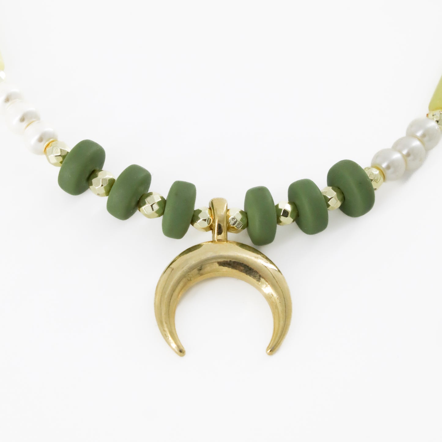 Green and Yellow Beaded Horseshoe Choker