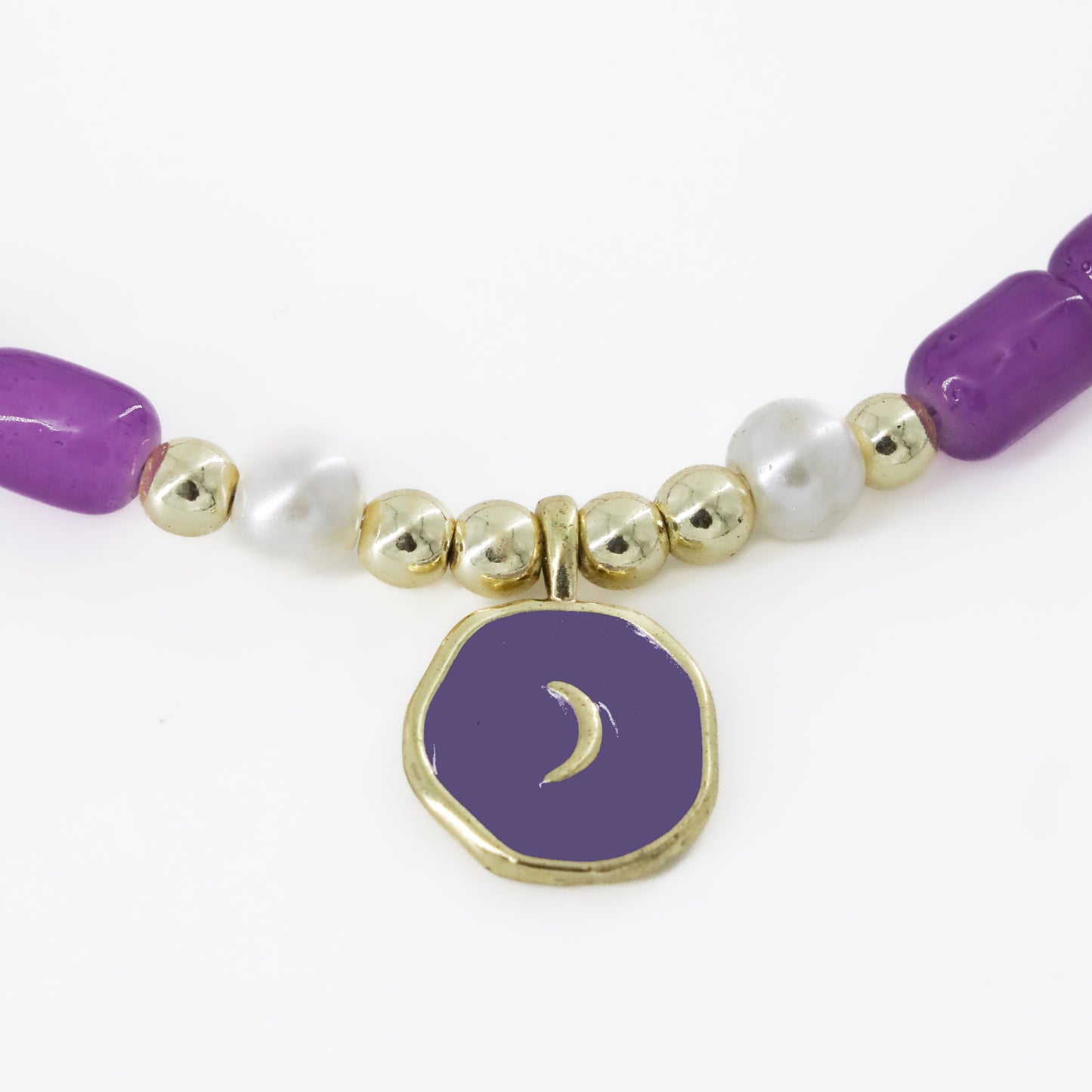 Purple Beaded Moon Choker