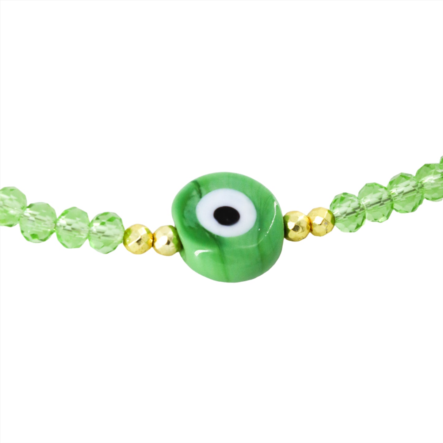 Green Beaded Evil Eye Choker