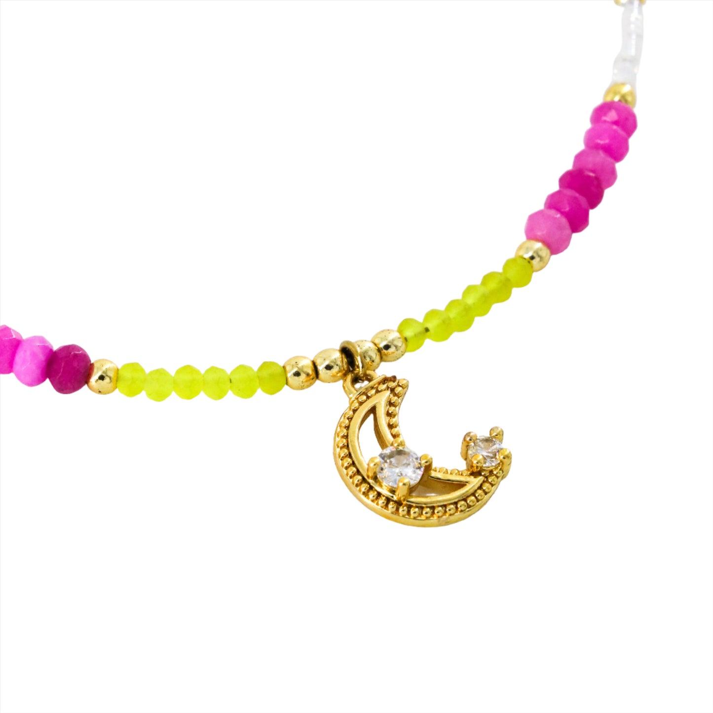 Multicolored Beaded Moon Choker