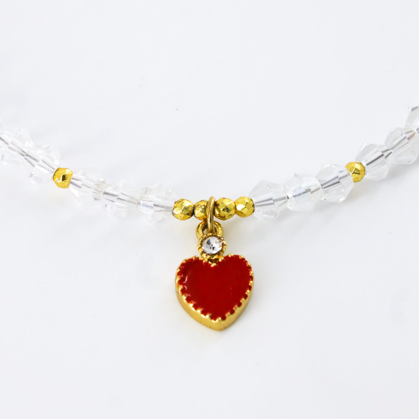 Transparent Beaded Heart Choker