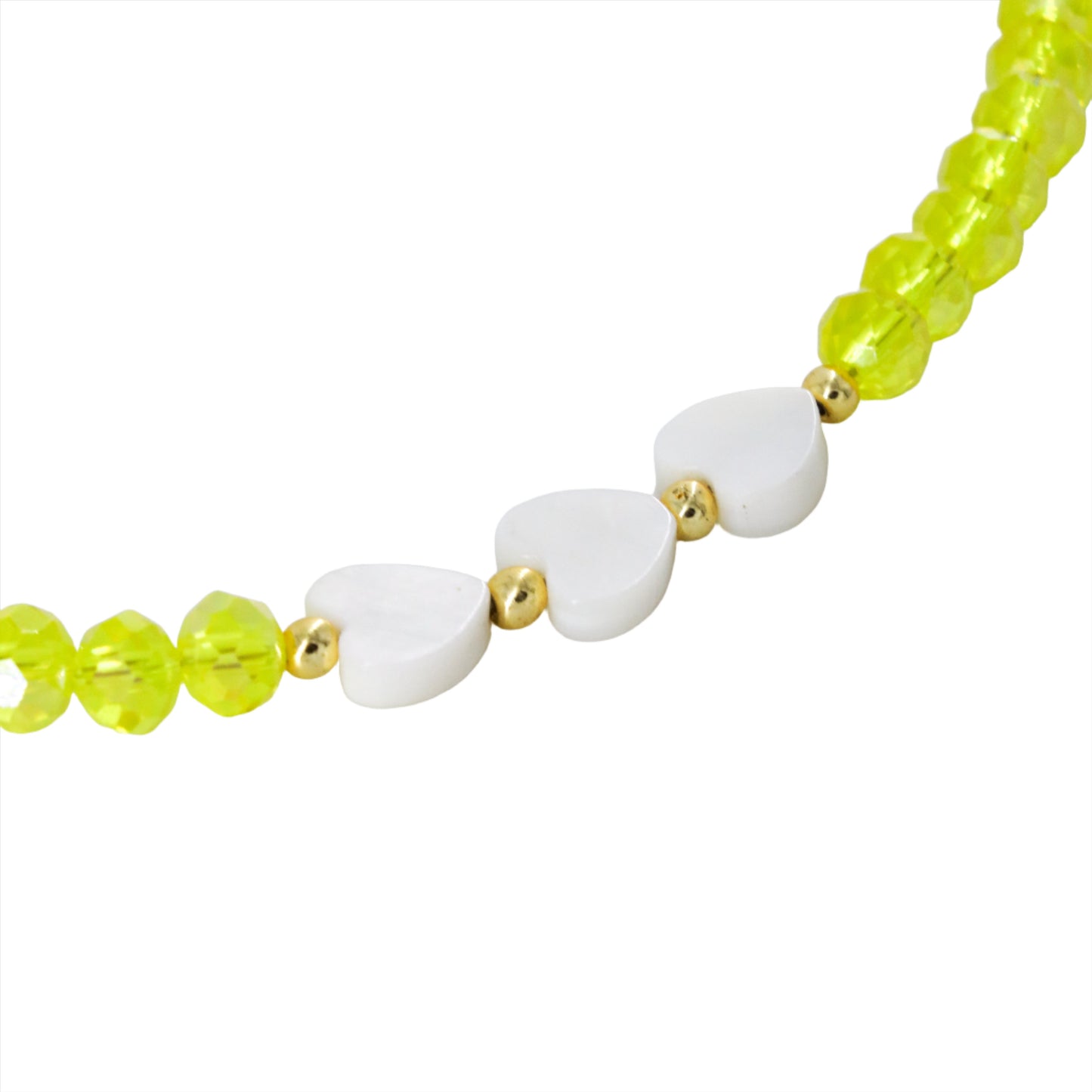 Yellow Beaded Hearts Choker