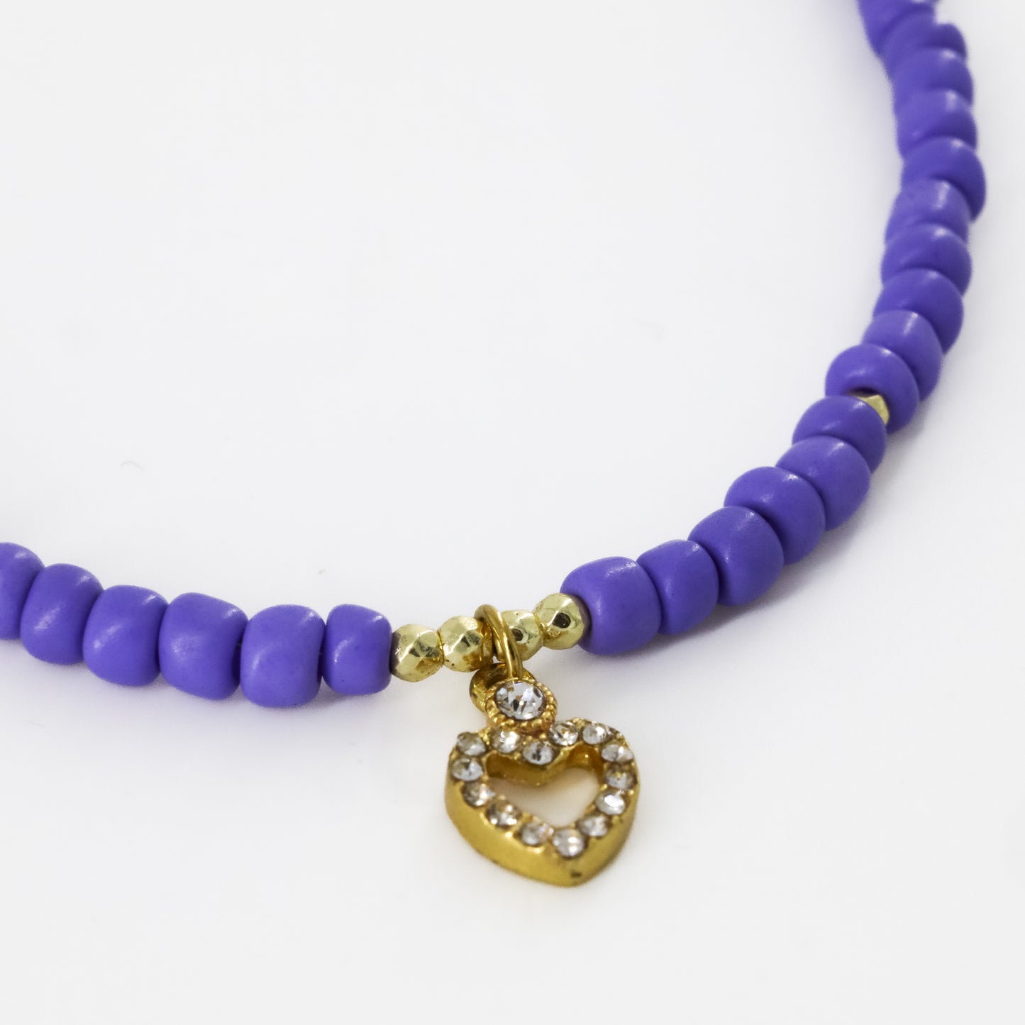 Purple Beaded Heart Choker