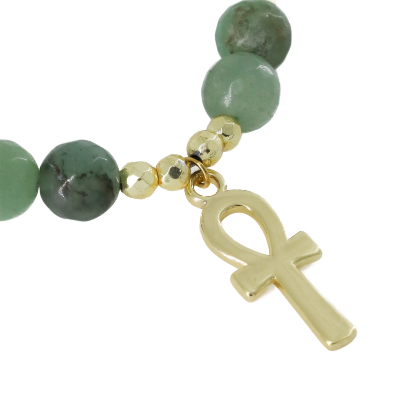 Green and White Beaded Key of Life Choker