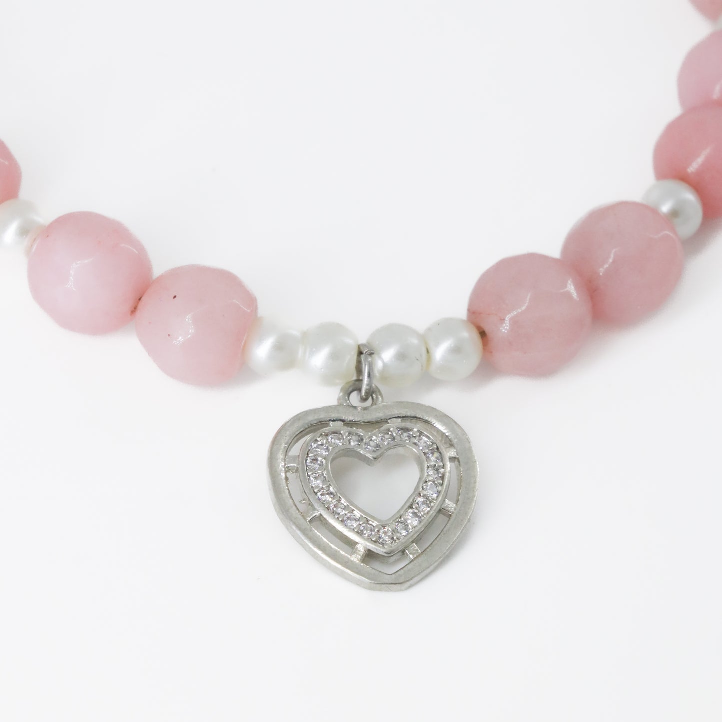 Pink Beaded Heart Choker