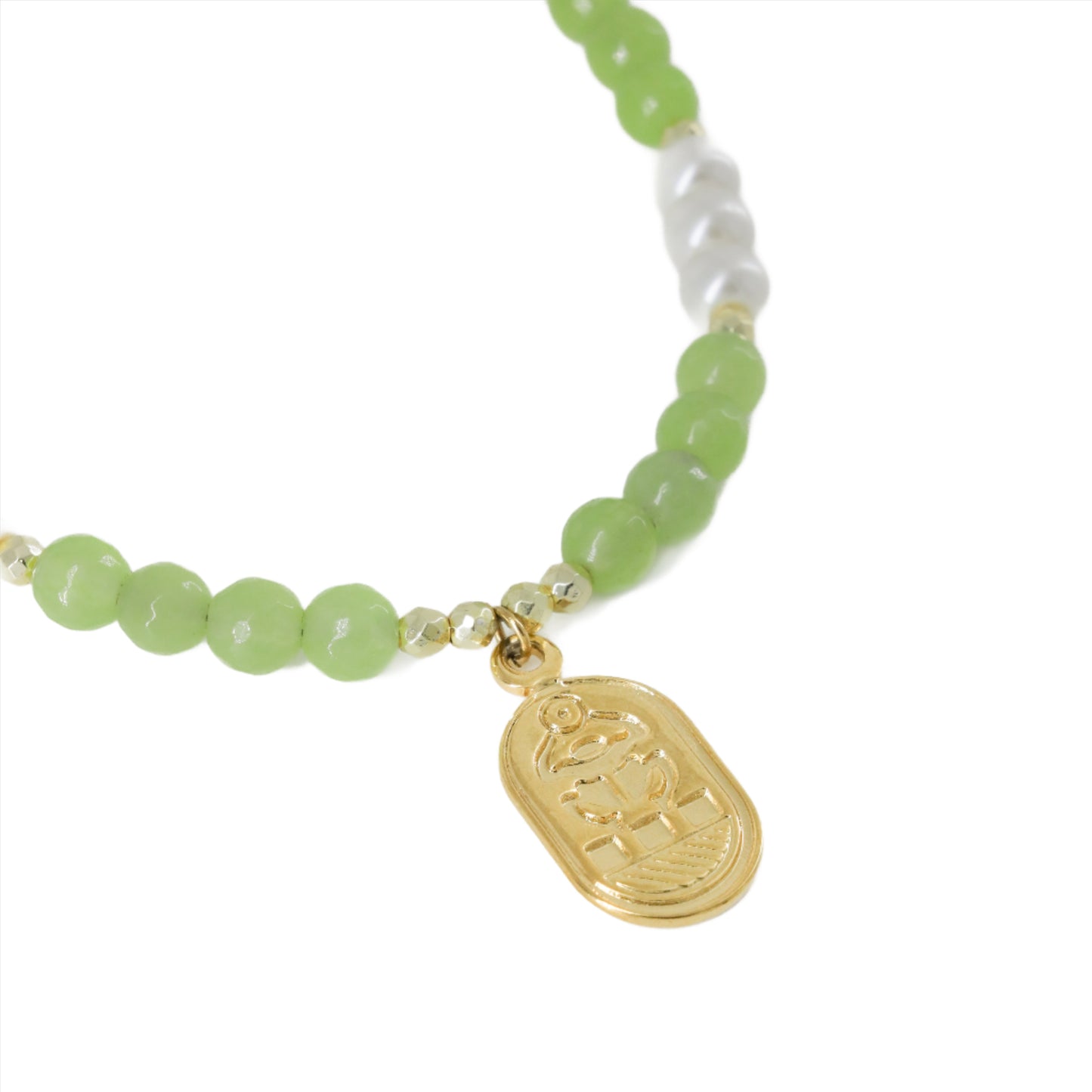 Lime Green Beaded Scarab Choker