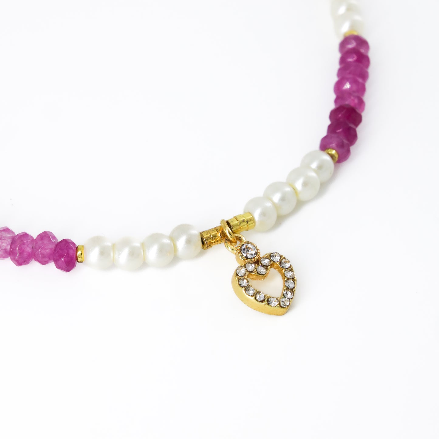 Purple and Pearls Beaded Heart Choker