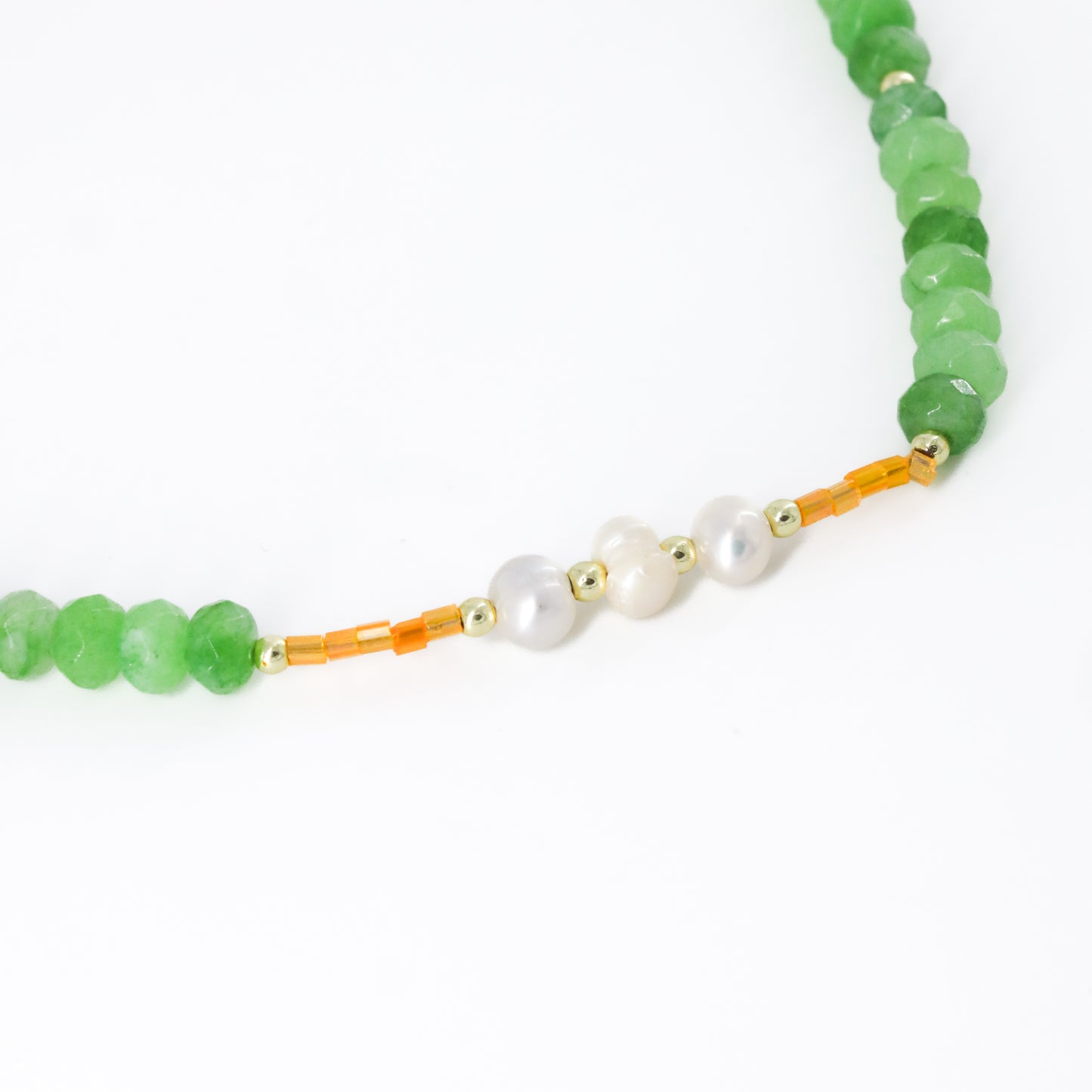 Green and Orange Beaded Choker