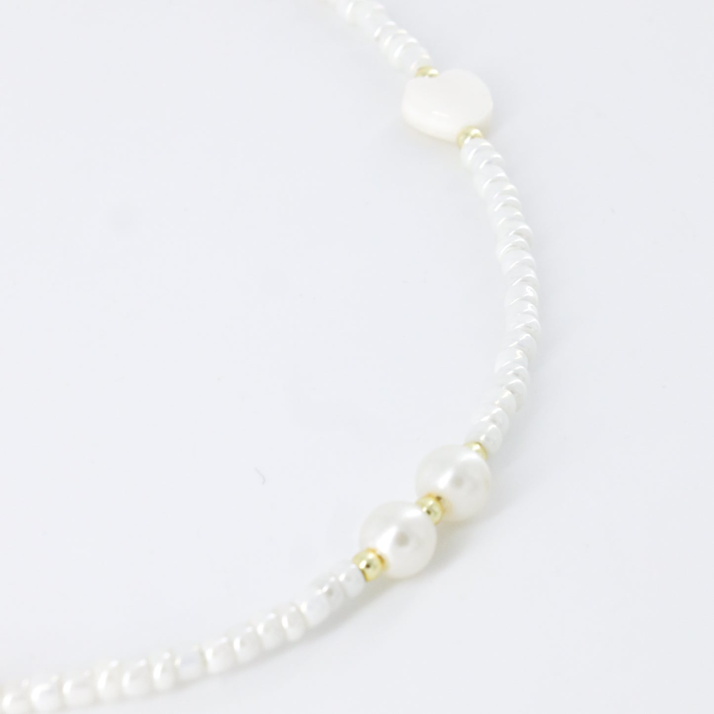 White Beaded Charms Choker