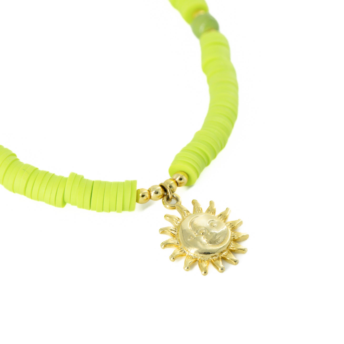 Neon Green Sun Beaded Choker