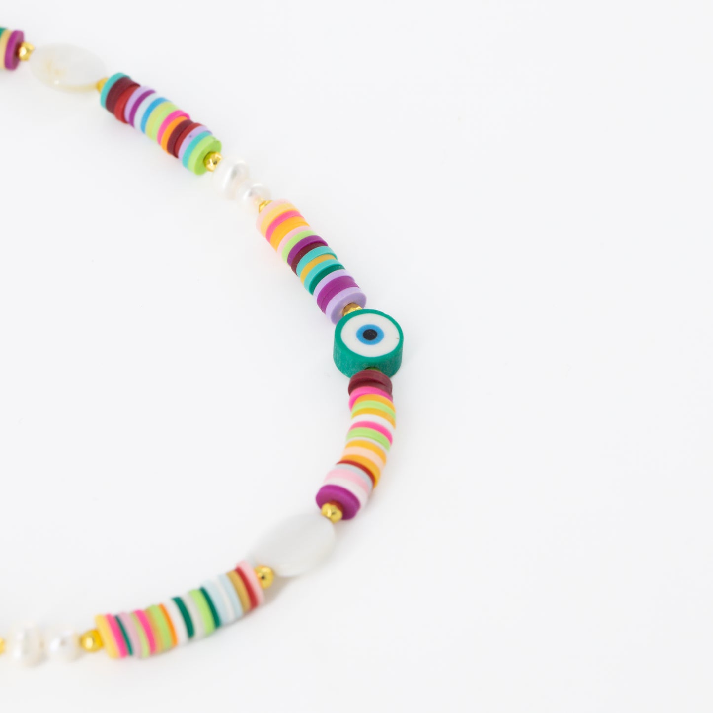 Multicolored Beaded Evil Eyes Choker